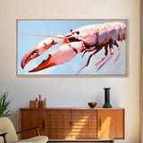 Lobster Art, Seafood Kitchen, Coastal Decor, Nautical Art, Framed Canvas Print, Ocean Inspired Wall Art, Beach House Aesthetic, Modern Artwork