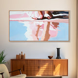 Barefoot Reflection, Sunlit Serenity, Beachside Calm, Framed Canvas Print, Coastal Home Decor, Ocean Art, Dreamy Seascape, Minimalist Aesthetic