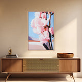 Blush Magnolia Art, Minimalist Floral Painting, Elegant Spring Decor, Pastel Botanical Print, Framed Canvas Print, Bedroom Wall Art