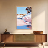 Winter Beach, Snowy Landscape, Soft Blue Sky, Minimalist Nature Scene, Abstract Seascape, Canvas Print, Office Wall Art, Calm Home Decor