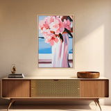 Floral Bouquet, Feminine Art, Elegant Flowers, Canvas Print, Romantic Wall Art, Pink Decor, Soft Pastel Aesthetic, Bedroom Artwork