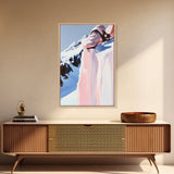 Snowy Mountains, Winter Landscape, Framed Canvas Print, Cozy Cabin Wall Art, Scenic Nature Painting, Alpine Decor, Christmas Home Aesthetic