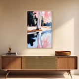 Water, Trees, Pink, Reflection, Framed Canvas Print, Dreamy Nature Artwork, Modern Home Decor, Bedroom Wall Art, Relaxing Lake Scene
