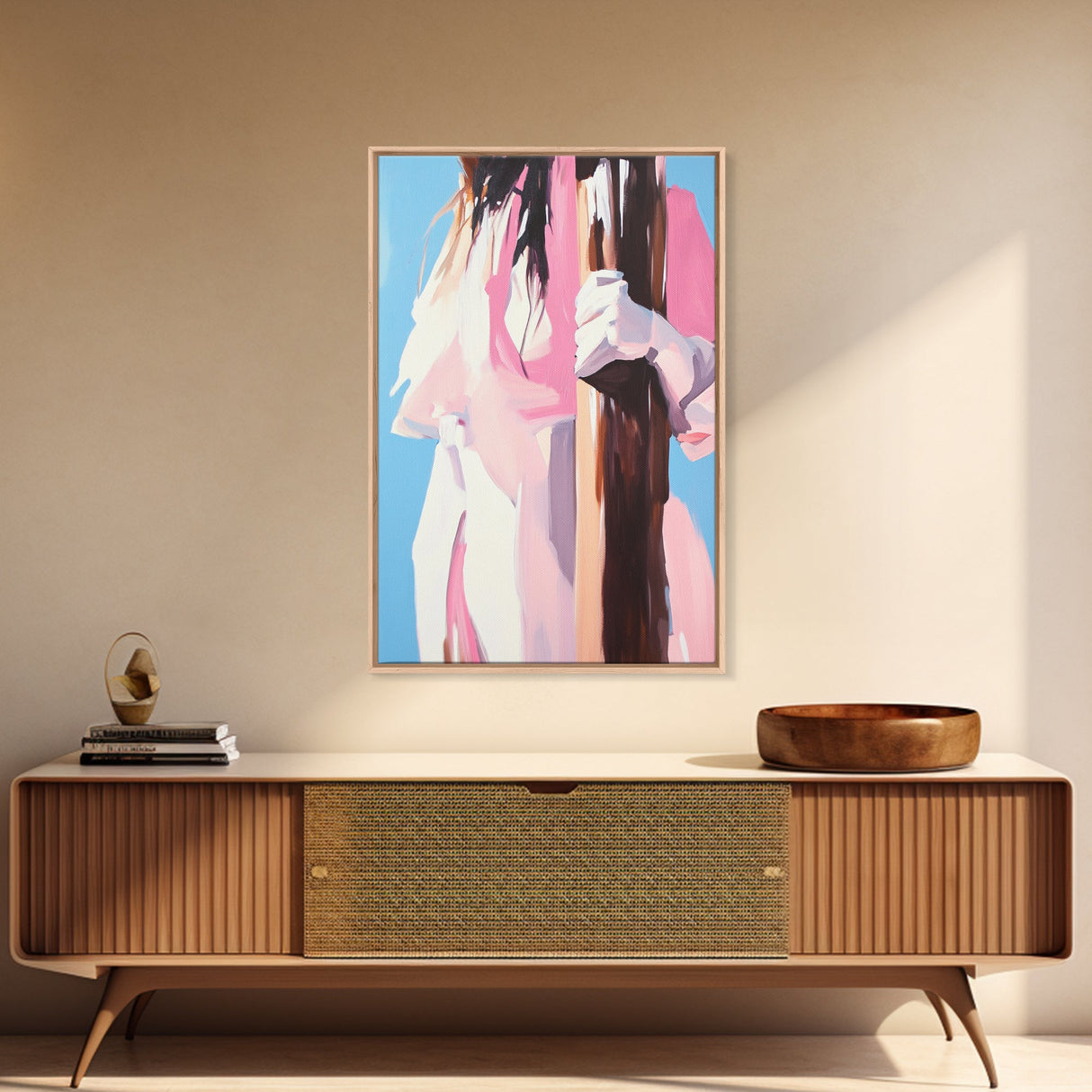 Woman Holding Tree, Abstract Portrait, Canvas Print, Feminine Art, Modern Wall Decor, Minimalist Wall Art, Aesthetic Painting