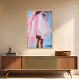 Flowing Dress, Feminine Art, Soft Aesthetic, Elegant Style, Framed Canvas Print, Fashion Illustration, Romantic Home Decor, Bedroom Art