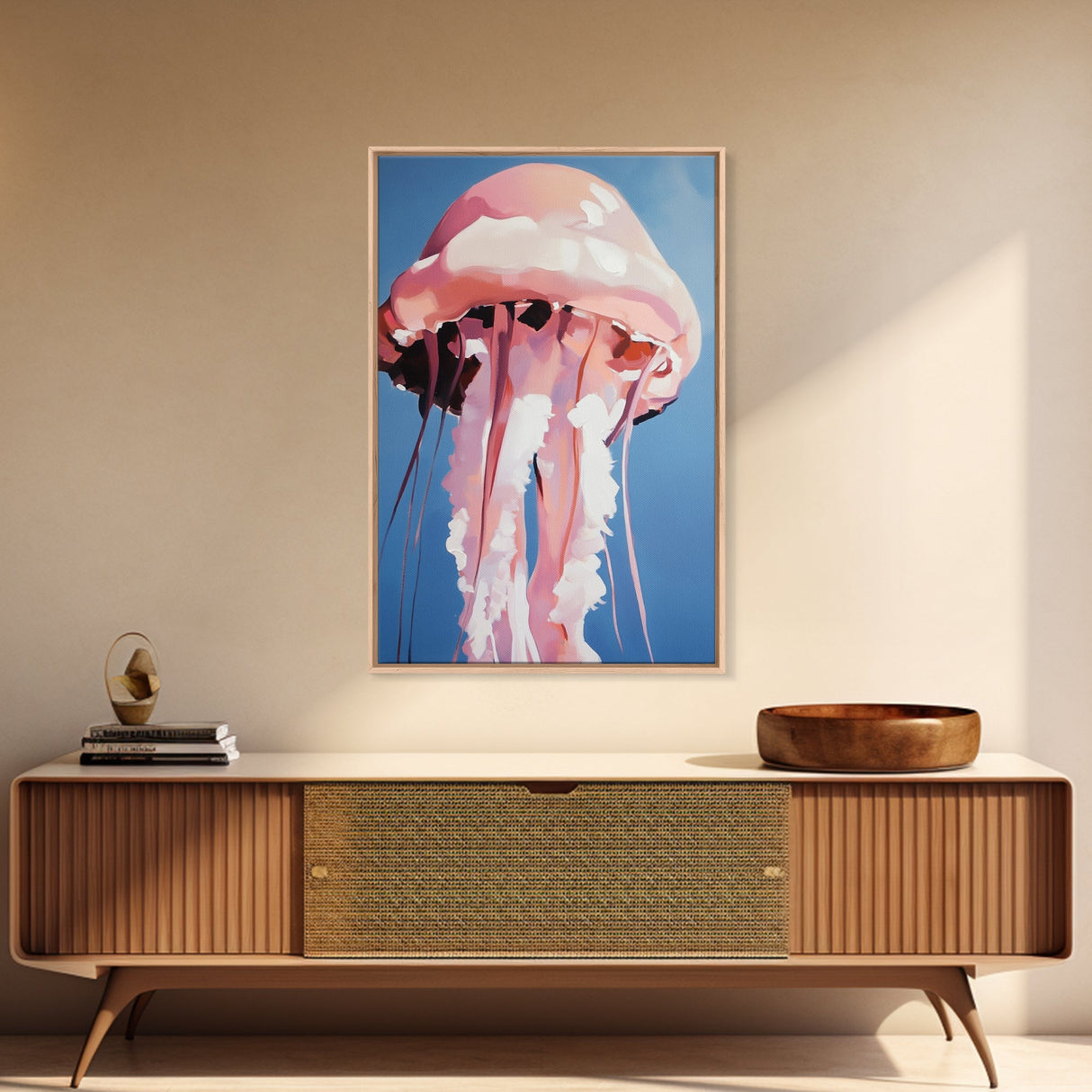 Jellyfish, Ocean Art, Coastal Wall Decor, Nautical Theme, Sea Life Painting, Beach House Art, Minimalist Art, Canvas Print