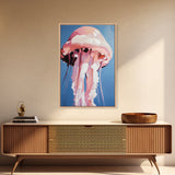 Jellyfish, Ocean Art, Coastal Wall Decor, Nautical Theme, Sea Life Painting, Beach House Art, Minimalist Art, Canvas Print