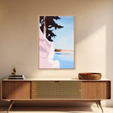 Forest Edge, Serene, Minimalist Landscape, Scandinavian Art, Nature Lover Gift, Tranquil Lake Scene, Pastel Colors, Canvas Print
