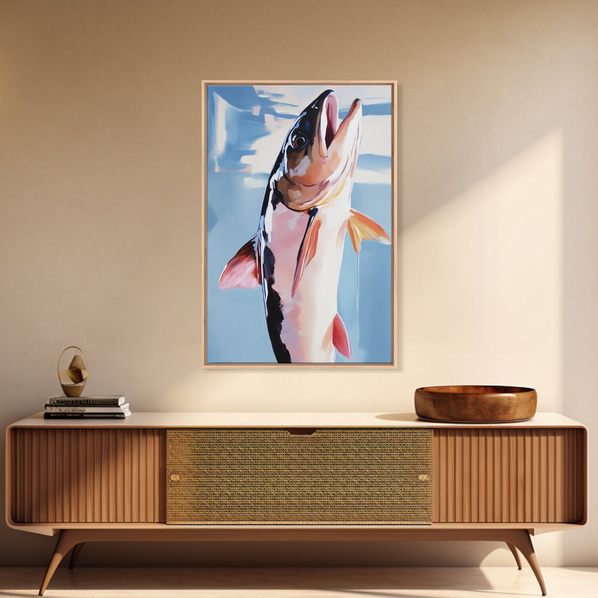 Fish, Realistic, Fishing Art, Lake House Decor, Wildlife Enthusiast Gift, Rustic Cabin Wall Art, Outdoor Theme, Framed Canvas Print