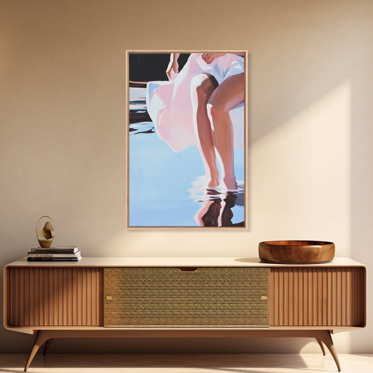 Water Reflection, Elegant, Feminine Art, Dreamy Aesthetic, Soft Pink Tones, Relaxing Home Decor, Modern Minimalist, Canvas Print