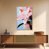 Pink Lily, Floral Painting, Modern Flower Wall Art, Framed Canvas Print, Bedroom Decor, Feminine Aesthetic, Boho Botanical Art