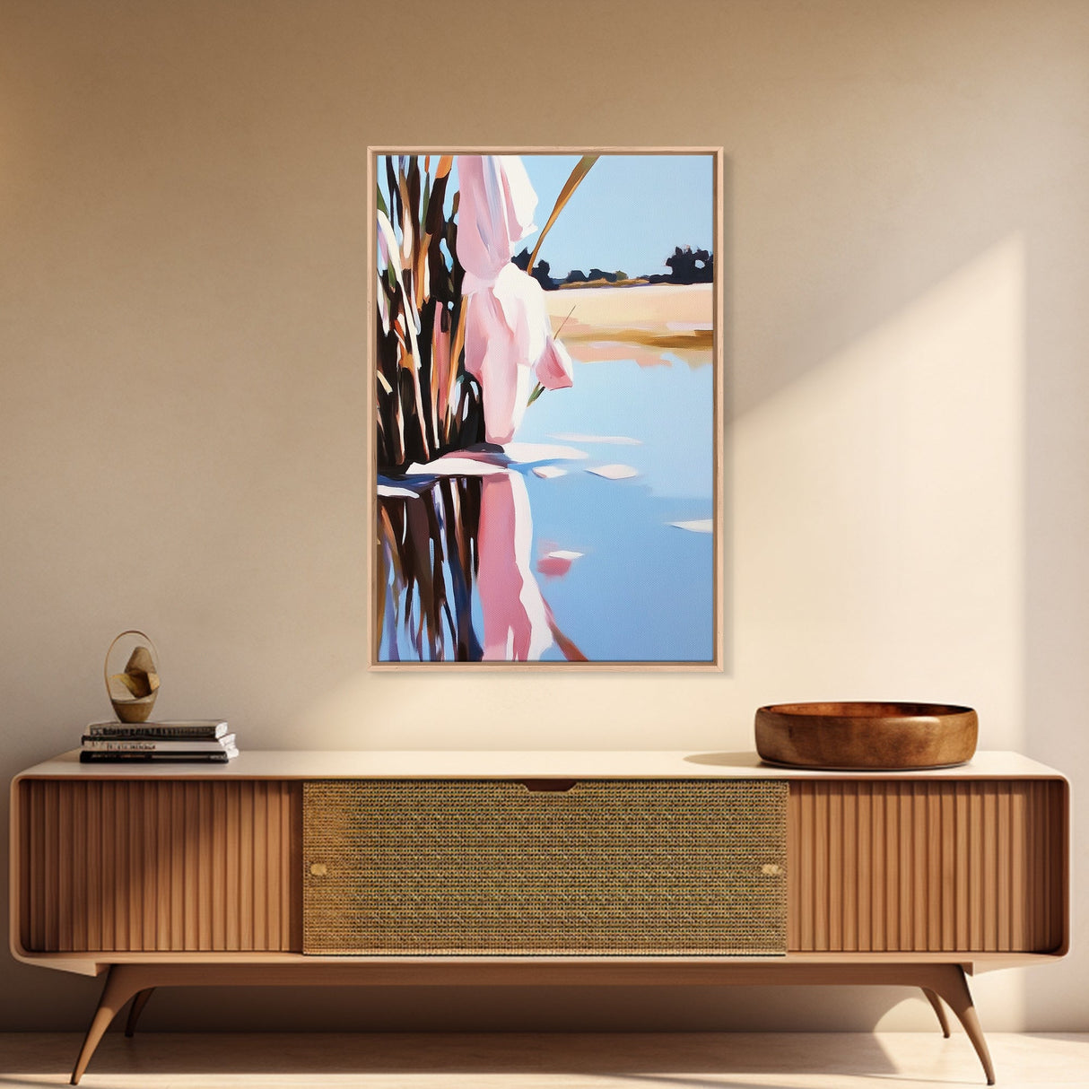 Marsh Reflection, Nature Wall Art, Serene Landscape, Boho Home Decor, Tranquil Aesthetic, Living Room Art, Canvas Print, Water Painting