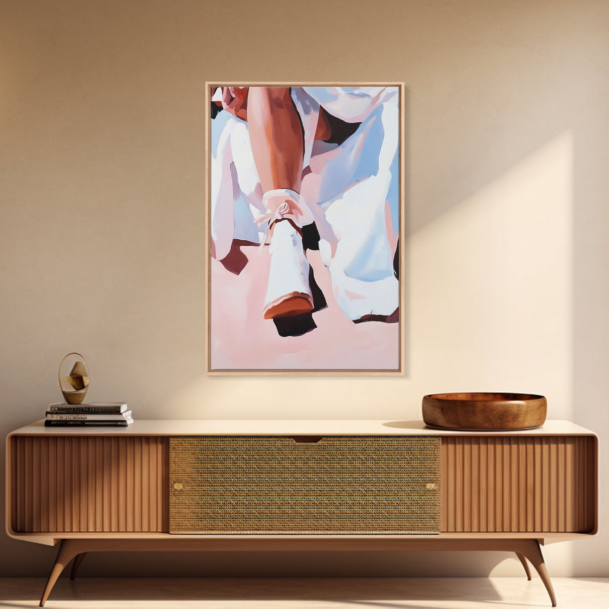 Ballet Shoes, Feminine Art, Elegant Decor, Fashion Print, Framed Canvas Print, Modern Wall Art, Soft Aesthetic, Romantic Artwork