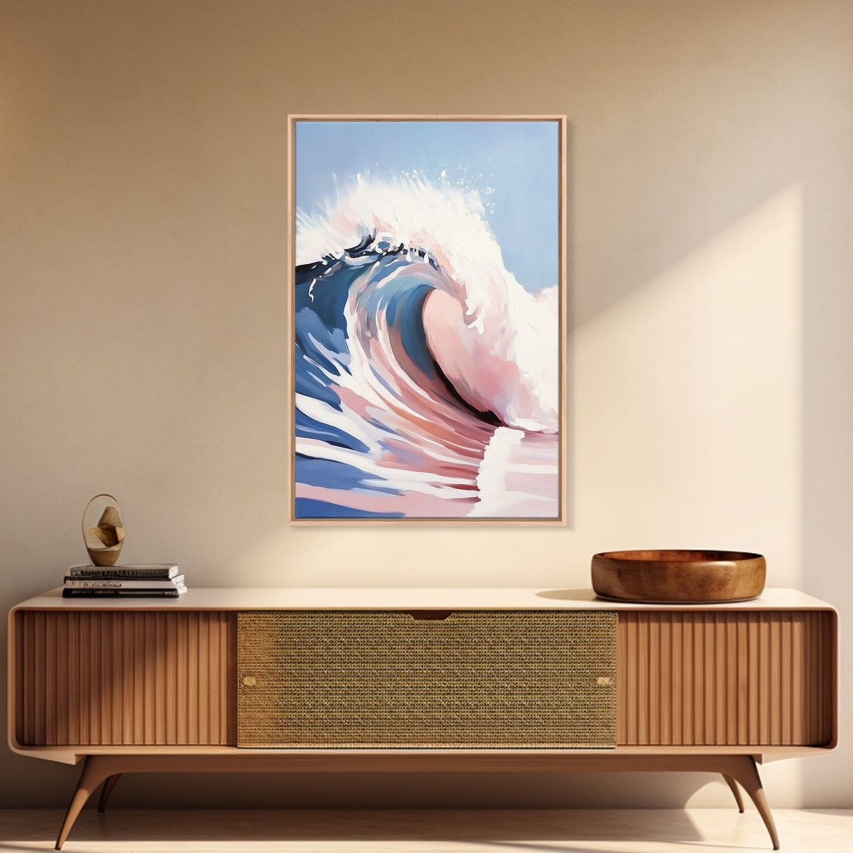 Surf Wave Print, Dynamic Ocean Art, Abstract Beach Painting, Framed Canvas Print, Coastal Home Decor, Nautical Aesthetic, Living Room Art