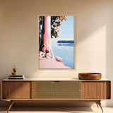 Lake View, Coastal Wall Art, Pastel Landscape, Minimalist Print, Framed Canvas Print, Beach House Decor, Bedroom Aesthetic