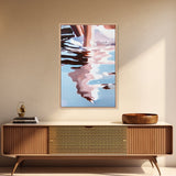 Water Ripples, Abstract Reflection, Fluid Motion Art, Minimalist Blue, Tranquil Decor, Contemporary Wall Art, Framed Canvas Print