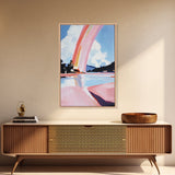 Ethereal Sky, Dreamy Seascape, Colorful Abstract Art, Rainbow Reflection, Modern Landscape, Framed Canvas Print, Living Room Wall Art