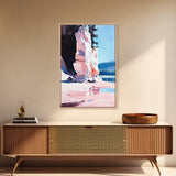 Cliffside Serenity, Nature Landscape, Scenic Artwork, Soft Color Palette, Outdoor Inspired, Framed Canvas Print, Bedroom Wall Art