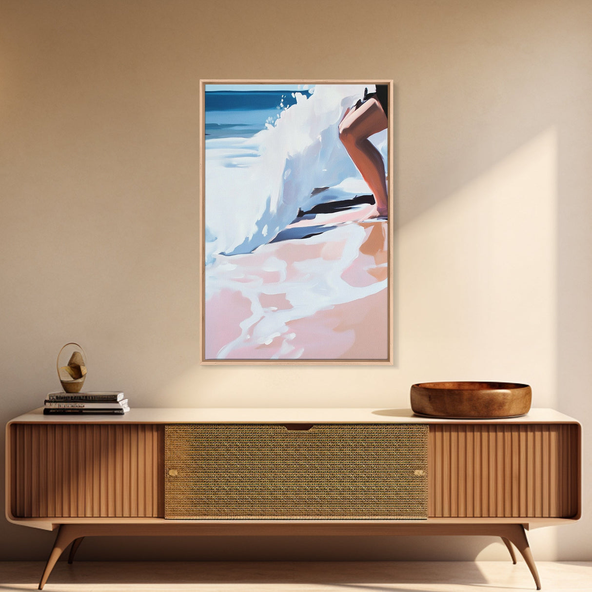 Ocean Waves, Abstract Beach Art, Coastal Home Decor, Framed Canvas Print, Nautical Painting, Seaside Artwork, Living Room Wall Art