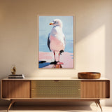Seagull, Coastal Bird, Minimalist Beach, Modern Wall Art, Framed Canvas Print, Ocean Artwork, Seaside Decor, Living Room Art