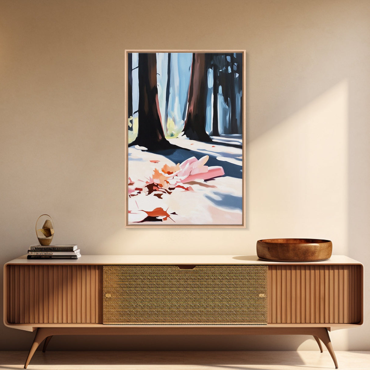 Autumn Forest, Fall Leaves, Cozy Aesthetic, Seasonal Art, Rustic Decor, Warm Tones, Nature Painting, Canvas Print, Living Room Wall Art