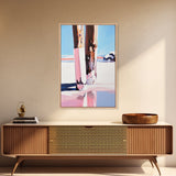 Wooden Pilings, Nautical Seaside Art, Framed Canvas Print, Coastal Minimalist Decor, Beach House Painting, Rustic Ocean Artwork