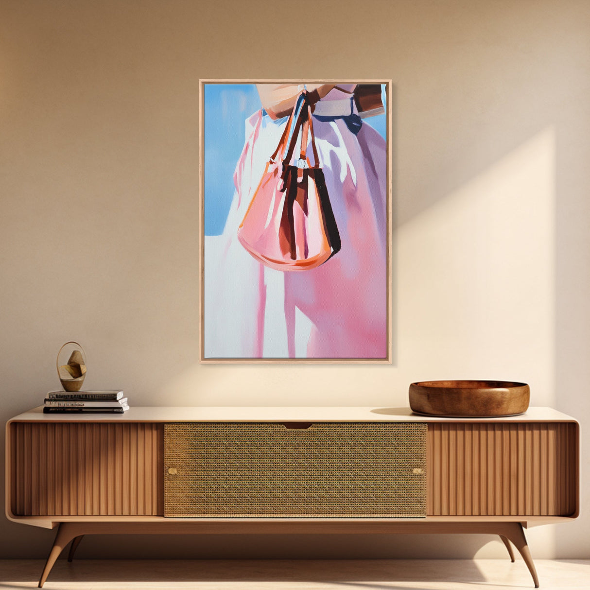Fashion Purse, Chic Modern Decor, Feminine Aesthetic, Trendy Wall Art, Fashion Illustration, Canvas Print, Framed Canvas Print