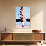 Winter Tree, Snowy Landscape, Serene Nature Scene, Scandinavian Minimalist, Peaceful Wall Art, Canvas Print, Framed Canvas Print