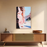 Desert Canyon, Red Rock Art, Southwest Landscape Print, Framed Canvas Print, Nature Lover Gift, Rustic Western Home Decor