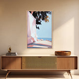 Seaside Shade, Coastal Rock Art, Oceanfront Painting, Framed Canvas Print, Minimalist Beach Decor, Tranquil Landscape Wall Art