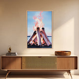Firelight, Outdoor Glow, Evening Warmth, Canvas Print, Rustic Cabin Art, Cozy Ambiance, Living Room Decor, Autumn Vibes, Bonfire Scene