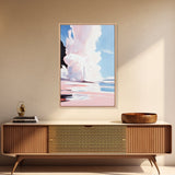Pink Clouds, Sky Art, Dreamy Landscape, Serene Wall Decor, Blue and Pink Painting, Framed Canvas Print, Office Decor, Aesthetic Gift