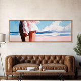 Ocean Breeze, White Dress, Canvas Print, Beach Wall Art, Minimalist Art, Relaxing Home Decor, Blue Sky Painting, Modern Wall Art