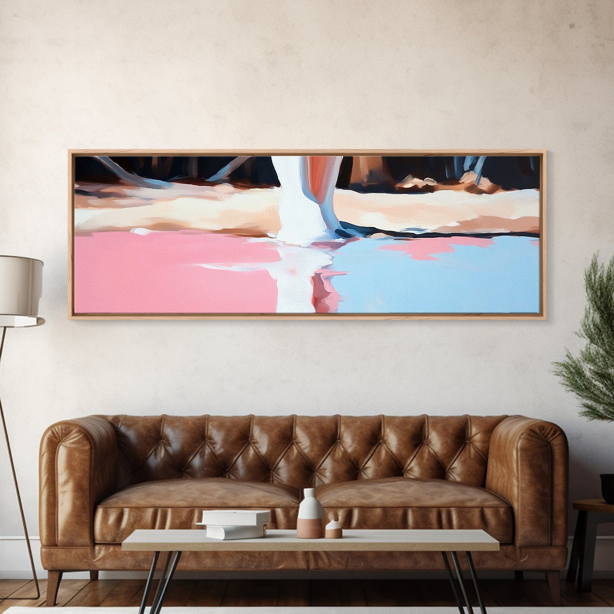 Pink Reflection, Abstract Art, Feminine Aesthetic, Soft Pastel Painting, Canvas Print, Minimalist Wall Art, Bedroom Wall Decor