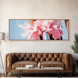 Flower Bicycle, Romantic Aesthetic, Feminine Wall Art, Soft Pastel Painting, Canvas Print, Bedroom Wall Art, French Chic Decor