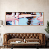 Riverbank, Water Reflections, Tranquil Scene, Framed Canvas Print, Serene Wall Art, Zen Home Decor, Neutral Landscape, Modern