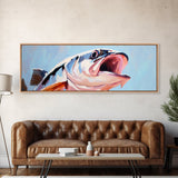Large Mouth Bass, Fishing Art, Framed Canvas Print, Rustic Lake House Wall Art, Outdoor Enthusiast Gift, Watercolor Style Artwork