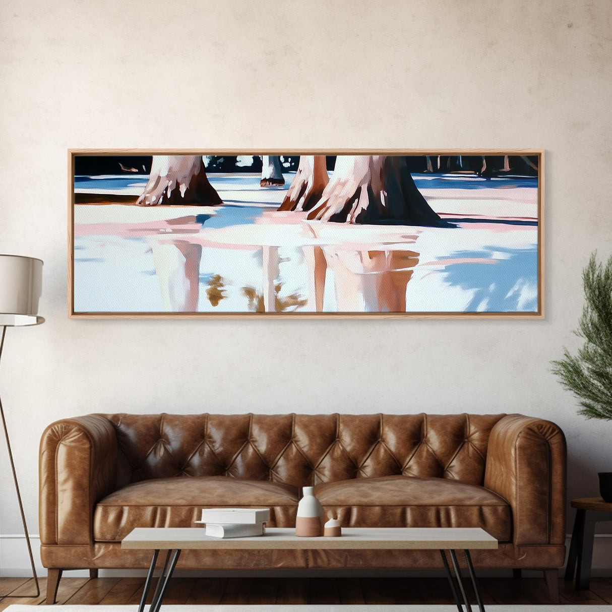 Tree Reflections, Water Reflection, Earthy Tones, Canvas Print, Minimalist Wall Art, Nature Inspired Decor, Modern Home Aesthetic