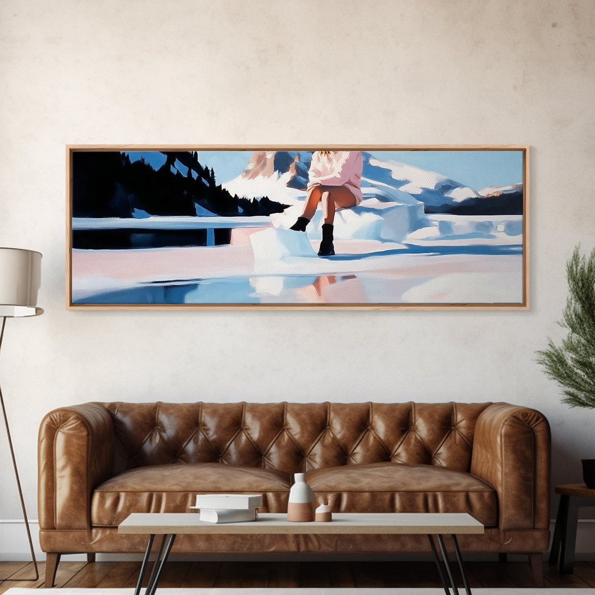 Ice Queen, Winter Wonderland, Feminine Adventure Art, Dreamy Arctic Scene, Fashion-Inspired Decor, Home Aesthetic, Framed Canvas Print