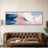 Ocean Waves, Pink and Blue, Coastal Wall Art, Minimalist Beach Print, Modern Home Decor, Surfer Vibes, Canvas Print, Serene Seascape