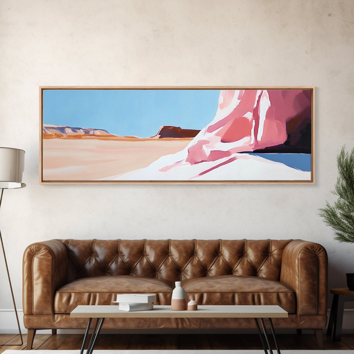 Desert Landscape, Modern Art, Living Room Wall Art, Framed Canvas Print, Minimalist Artwork, Neutral Decor, Southwest Wall Decor