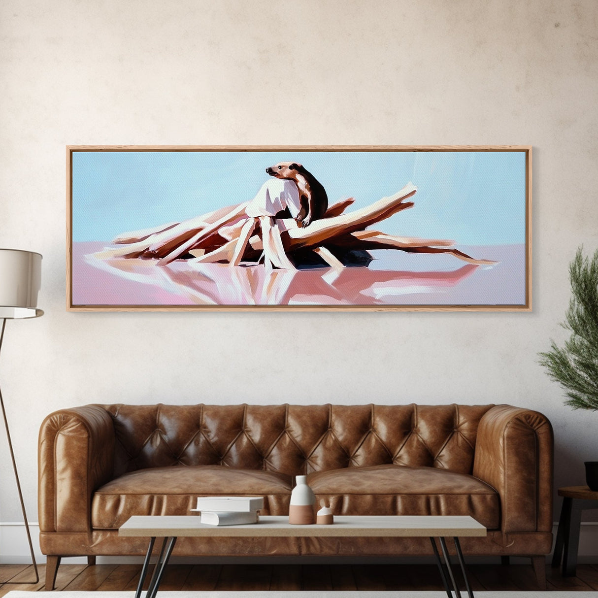 Nature Reflection, Surreal Landscape, Dreamy Water, Modern Canvas Print, Living Room Wall Art, Minimalist Art, Soft Color Aesthetic