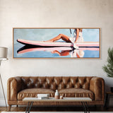 Paddleboard Reflection, Tranquil Water, Minimalist Art, Canvas Print, Serene Wall Decor, Coastal Aesthetic, Soft Pastel Home Decor