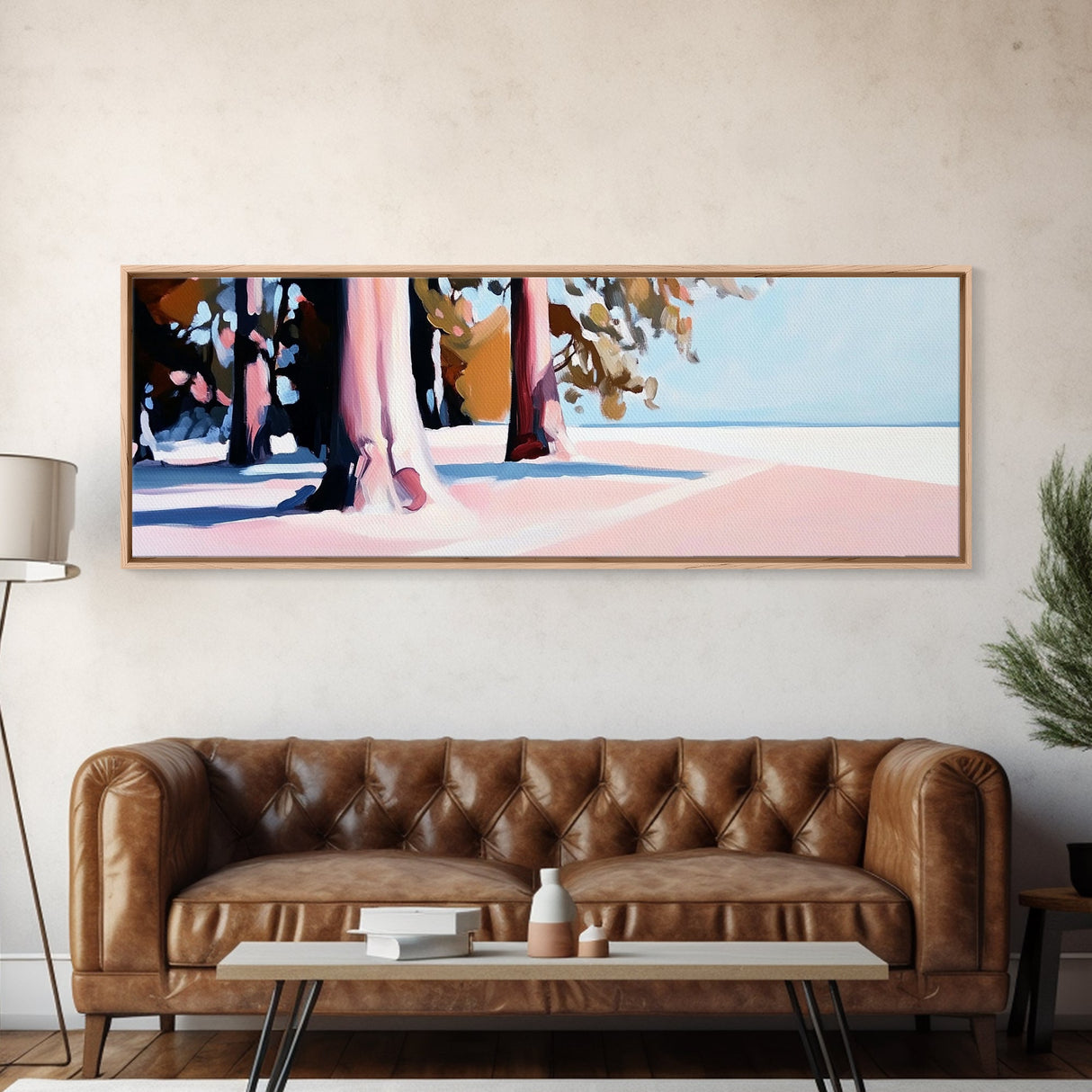 Trees, Sand, Nature, Canvas Print, Coastal Wall Art, Minimalist Landscape, Beach House Decor, Tranquil Artwork, Living Room or Hallway Art