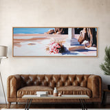 Memorial, Flowers, Beach, Canvas Print, Coastal Landscape Art, Minimalist Seaside Artwork, Tranquil Decor, Living Room or Office Wall Art