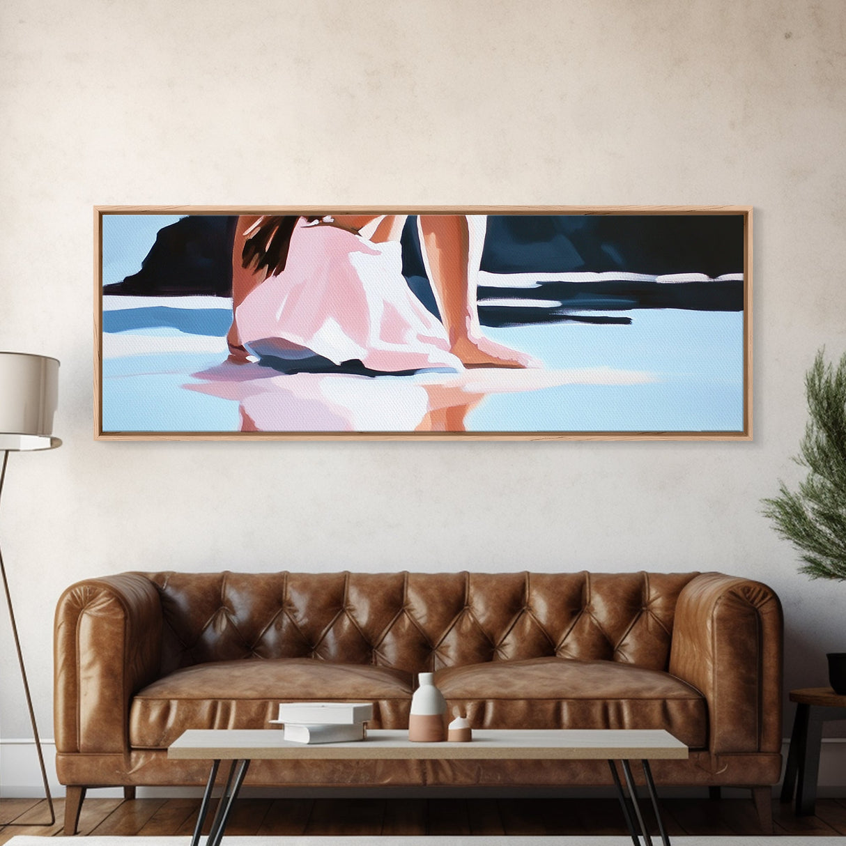 Reflections, Beach Walk, Minimalist Art, Framed Canvas Print, Modern Wall Art, Relaxing Decor, Contemporary Home, Living Room Artwork