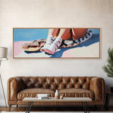 Snake and Ballet Shoes, Surreal Art, Unique Painting, Framed Canvas Print, Edgy Wall Art, Modern Home Decor, Conversation Piece, Bold