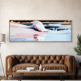 Pink Water Landscape, Tranquil Beach Art, Ocean Reflection, Modern Boho Decor, Bedroom Wall Art, Coastal Print, Framed Canvas Print