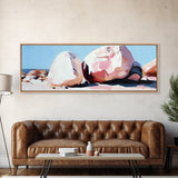 Textured Coastal Boulders, Natural Beach Scene, Earthy Modern Decor, Minimalist Art Print, Living Room Statement, Framed Canvas Print