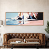 Cliffside Waves, Ocean Reflection, Seaside Landscape, Coastal Art, Beach House Wall Decor, Nautical Print, Framed Canvas Print